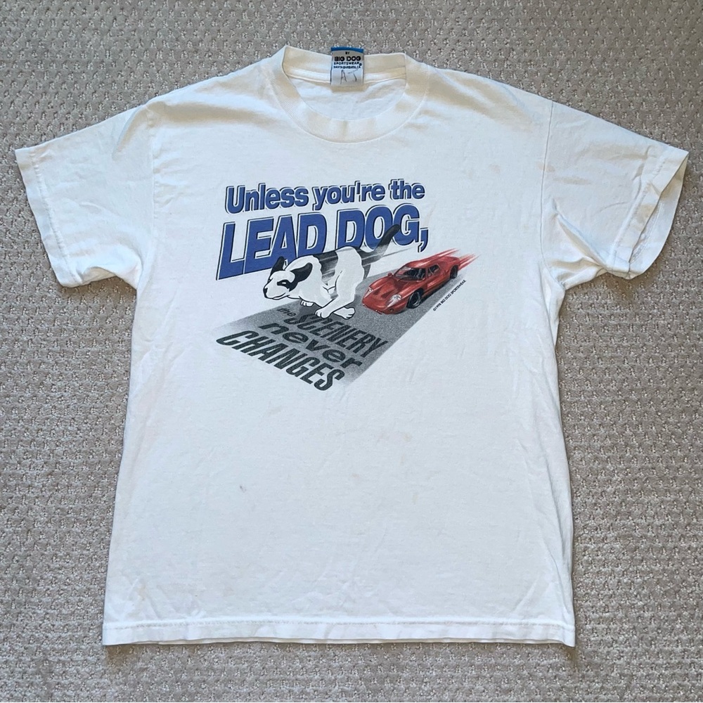 Vintage 1998 Little Big Dogs LEAD DOG Big Car Racing Graphic 90s T Shirt Youth M